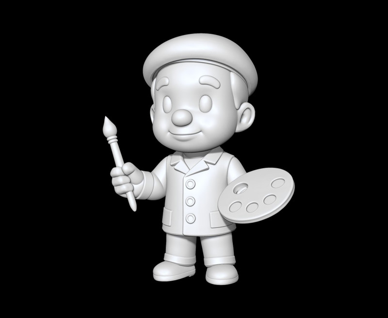 Artist Cartoon Character Ready to Print STL 3D print model 3D 模型 .c4d .max .obj .3ds .fbx .stl .blend