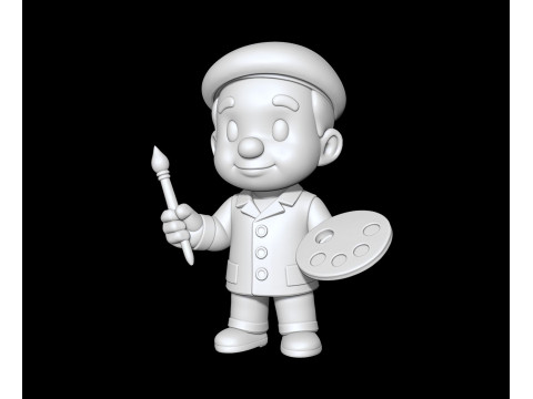 Artist Cartoon Character Ready to Print STL 3D print model 3D Modell
