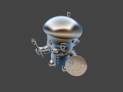 Artist Cartoon Character Ready to Print STL 3D print model 3D 模型
