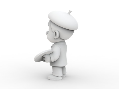 Artist Cartoon Character Ready to Print STL 3D print model 3D 模型