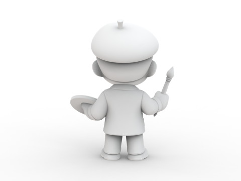 Artist Cartoon Character Ready to Print STL 3D print model 3D 模型