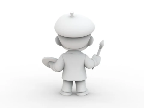 Kunstenaar stripfiguur klaar om STL 3D-printmodel af te drukken 3D Model