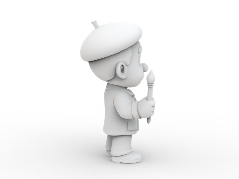 Artist Cartoon Character Ready to Print STL 3D print model 3D 模型