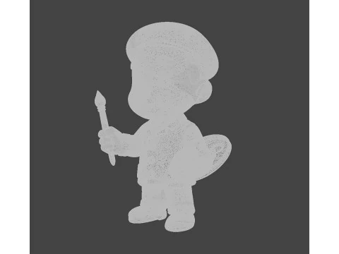 Kunstenaar stripfiguur klaar om STL 3D-printmodel af te drukken 3D Model