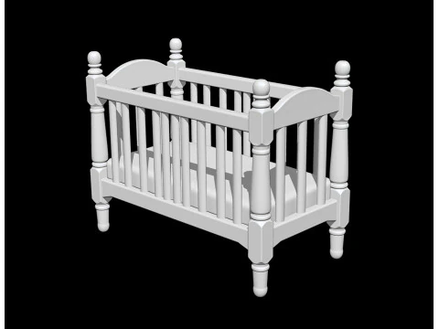 लघु बेबी पालना एसटीएल प्रिंट करने के लिए तैयार 3डी प्रिंट मॉडल 3D मॉडल