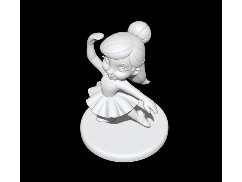 Ballerina Girl 3D Printable Figurine Cartoon Style 3D print model 3D Model
