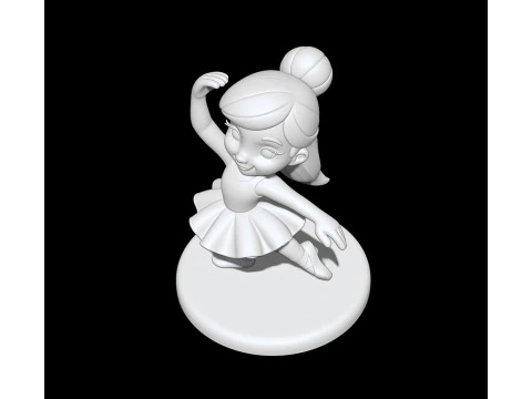 Ballerina Girl 3D Printable Figurine Cartoon Style 3D print model 3D Model