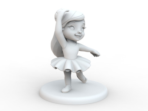 Ballerina Girl 3D Printable Figurine Cartoon Style 3D print model 3D Model