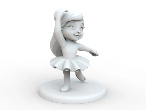 Ballerina Girl 3D Printable Figurine Cartoon Style 3D print model 3D Model