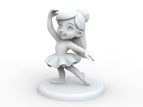 Ballerina Girl 3D Printable Figurine Cartoon Style 3D print model 3D Model