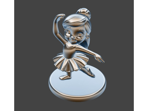 Ballerina Girl 3D Printable Figurine Cartoon Style 3D print model 3D Model