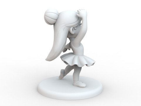 Ballerina Girl 3D Printable Figurine Cartoon Style 3D print model 3D Model