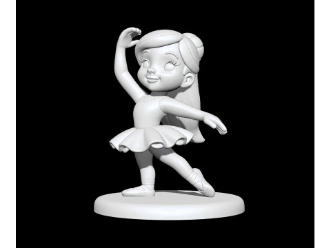 Ballerina Girl 3D Printable Figurine Cartoon Style 3D print model 3D Model