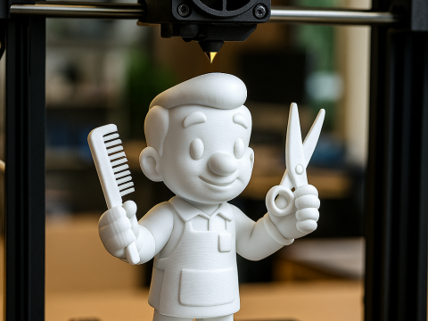 Barber Cartoon Character STL 3D print model Modèle 3D