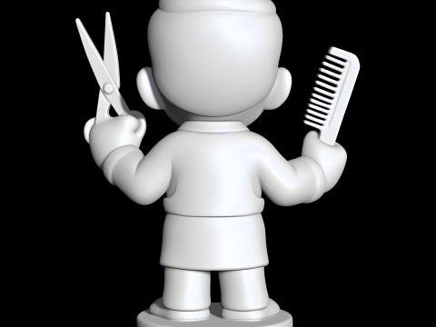 Barber Cartoon Character STL 3D print model 3D Model