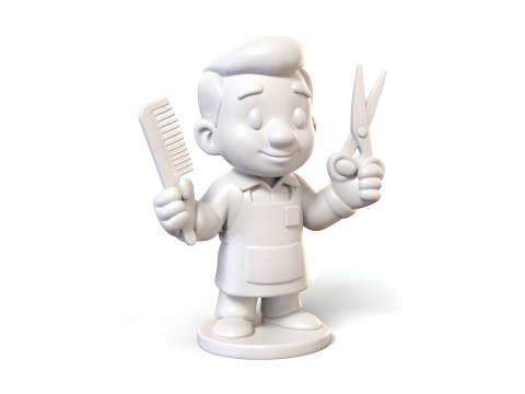 Barber Cartoon Character STL 3D print model 3D Model