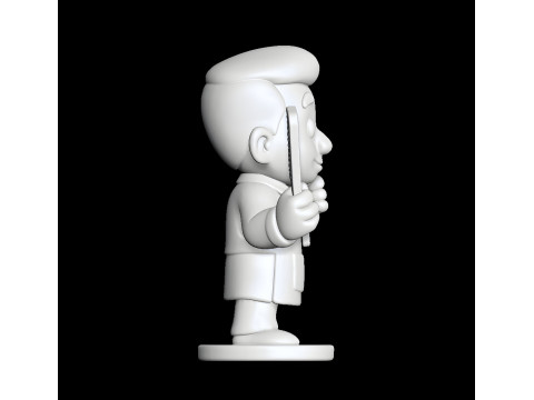 Barber Cartoon Character STL 3D print model 3D Model