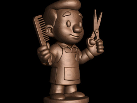 Barber Cartoon Character STL 3D print model 3D Model