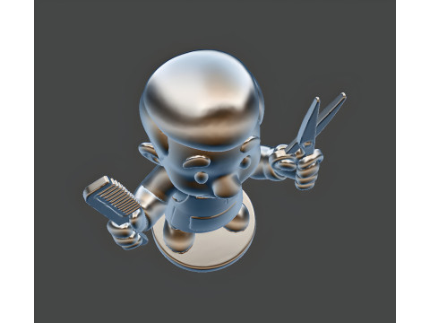 Barber Cartoon Character STL 3D print model 3D Model
