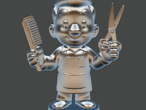 Barber Cartoon Character STL 3D print model 3D Model