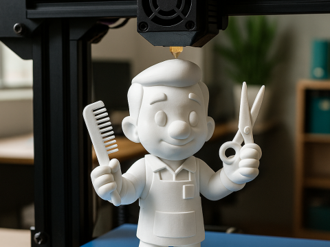 Barber Cartoon Character STL 3D print model 3D Model