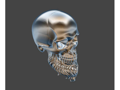 3D Printable Stylized Skull with Beard High-Detail Skeleton 3D print model 3D Model