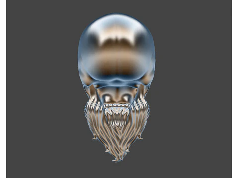 3D Printable Stylized Skull with Beard High-Detail Skeleton 3D print model 3D Model