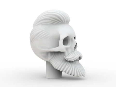 Stylized Skull with Hair and Beard 3D print model 3D Model