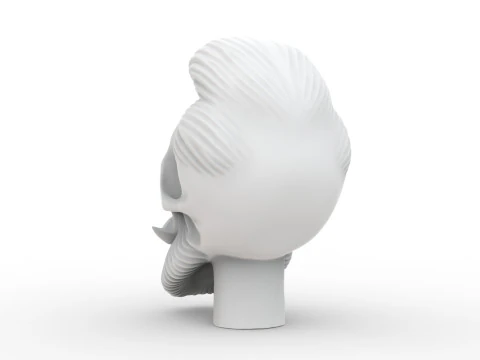 Stylized Skull with Hair and Beard 3D print model 3D Model