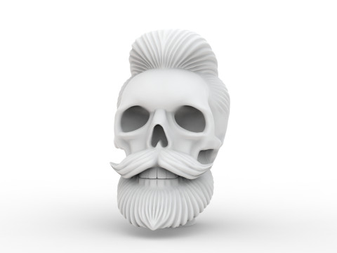 Stylized Skull with Hair and Beard 3D print model 3D मॉडल
