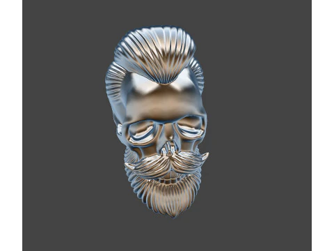 Stylized Skull with Hair and Beard 3D print model 3D Model