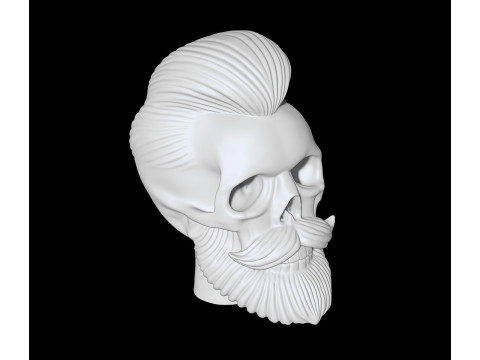 Stylized Skull with Hair and Beard 3D print model 3D मॉडल