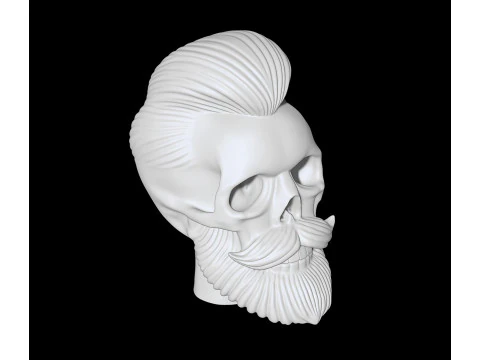 Stylized Skull with Hair and Beard 3D print model 3D Model