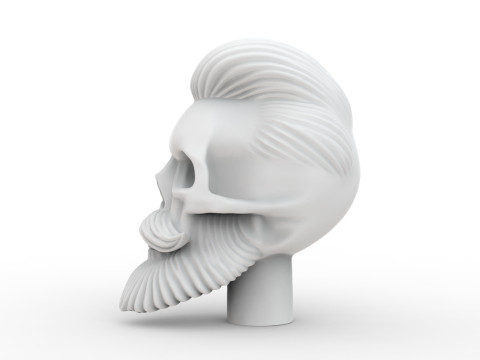 Stylized Skull with Hair and Beard 3D print model 3D मॉडल