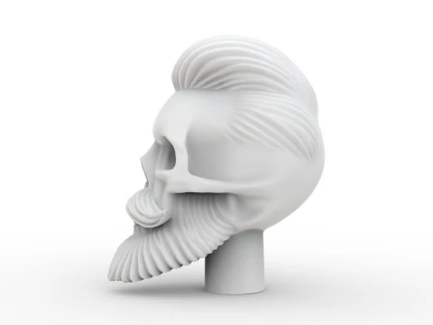 Stylized Skull with Hair and Beard 3D print model 3D Model