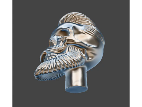 Stylized Skull with Hair and Beard 3D print model 3D Model