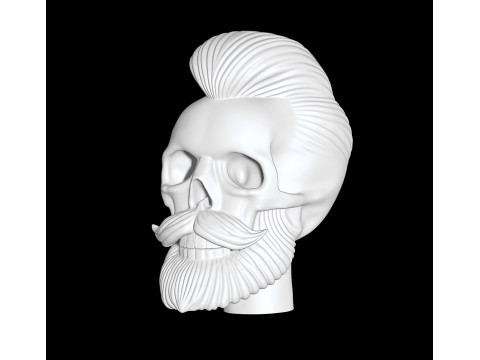 Stylized Skull with Hair and Beard 3D print model 3D मॉडल