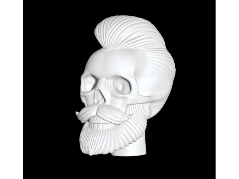 Stylized Skull with Hair and Beard 3D print model 3D Model