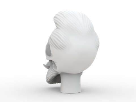 Stylized Skull with Hair and Beard 3D print model 3D मॉडल