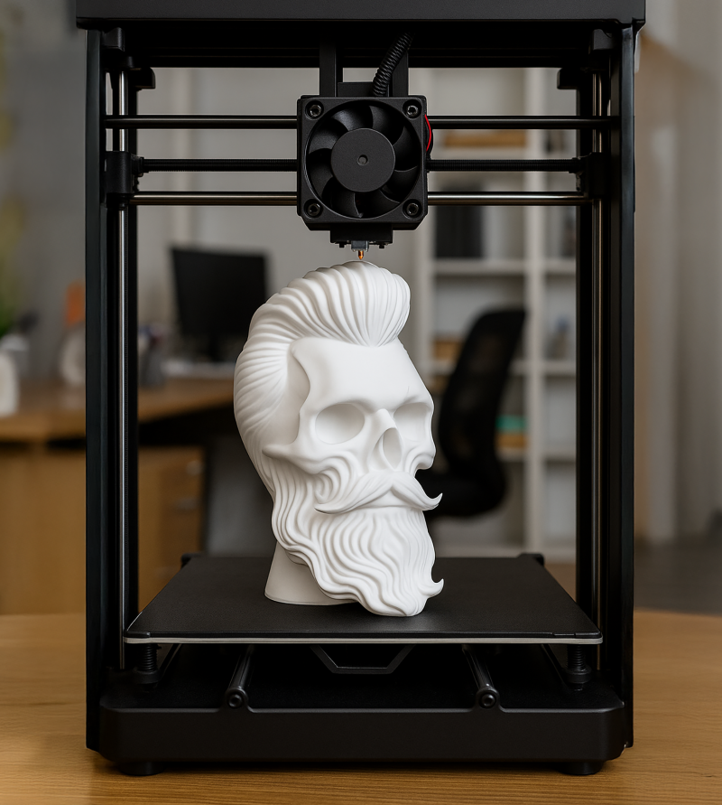 Skull with Flowing Beard and Hair for 3D Printing 3D print model 3D 모델 .c4d .max .obj .3ds .fbx .stl .blend