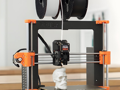 Skull with Pompadour Beard and Mustache 3D print model 3D Model