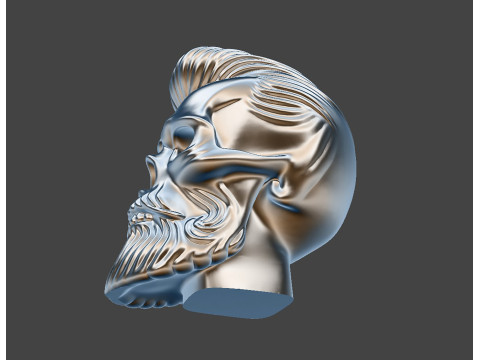 Skull with Pompadour Beard and Mustache 3D print model 3D Model