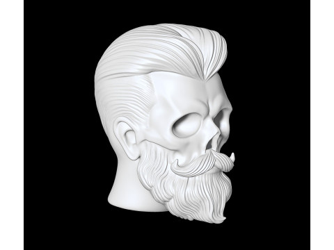 Stylized Skull with Beard and Hair 3D print model 3D Модель