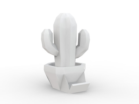 Stylized Cactus in Pot Low Poly 3D print model 3D Model