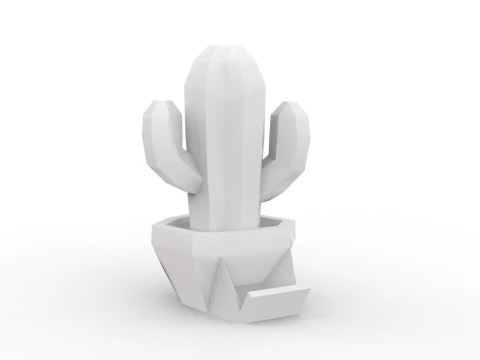 Stylized Cactus in Pot Low Poly 3D print model 3D Model