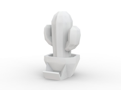 Stylized Cactus in Pot Low Poly 3D print model 3D Model
