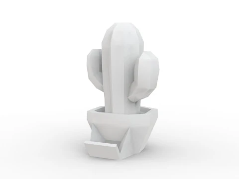 Stylized Cactus in Pot Low Poly 3D print model 3D Model