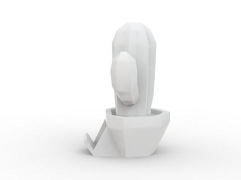 Stylized Cactus in Pot Low Poly 3D print model 3D Model