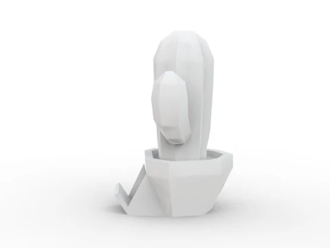 Stylized Cactus in Pot Low Poly 3D print model 3D Model