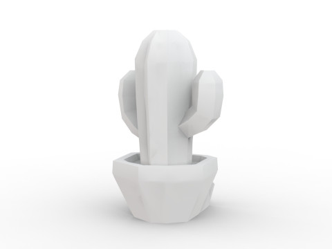 Stylized Cactus in Pot Low Poly 3D print model 3D Model